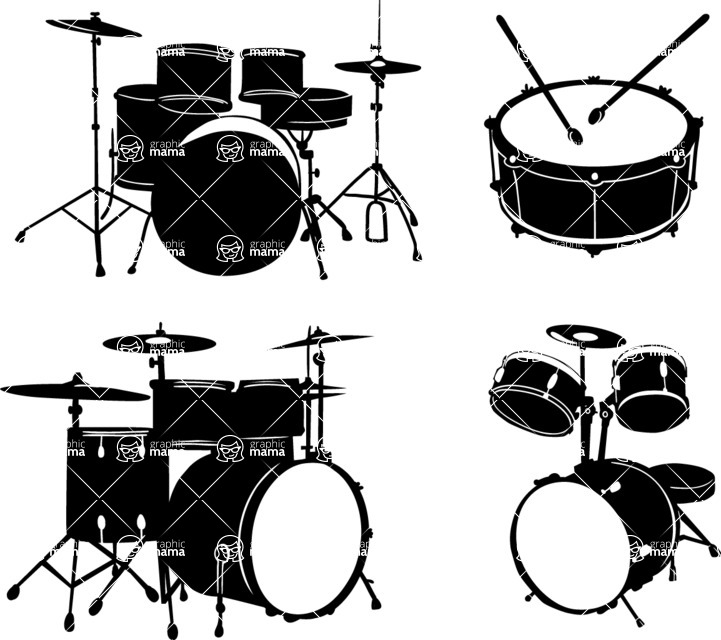 Vector silhouettes - Vector Drums Silhouettes Set